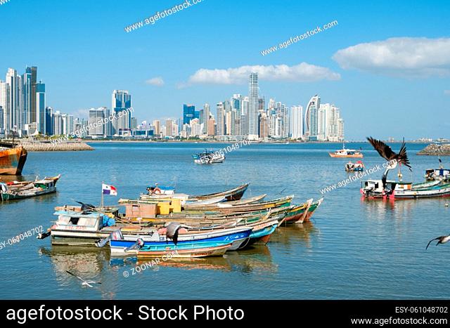 Skyline of Panama City - modern skyscraper buildings in downtown business district -