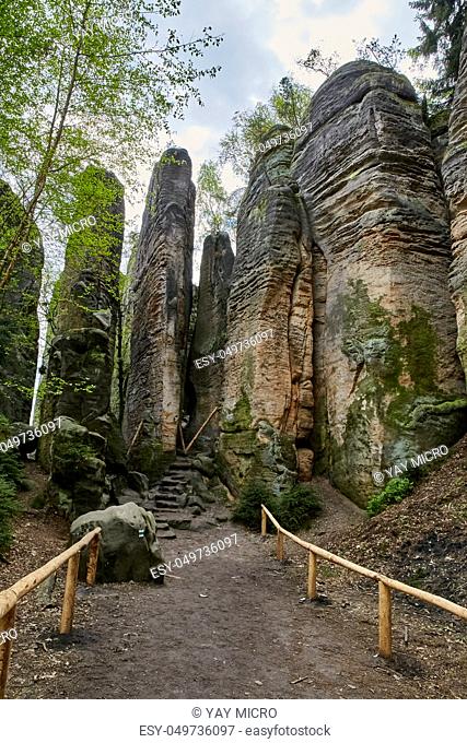 The sandstone rocks called Prachovske skaly (Prachov Rocks) in National Park Cesky Raj (Bohemian Paradise). Czech Republic. Central Europe