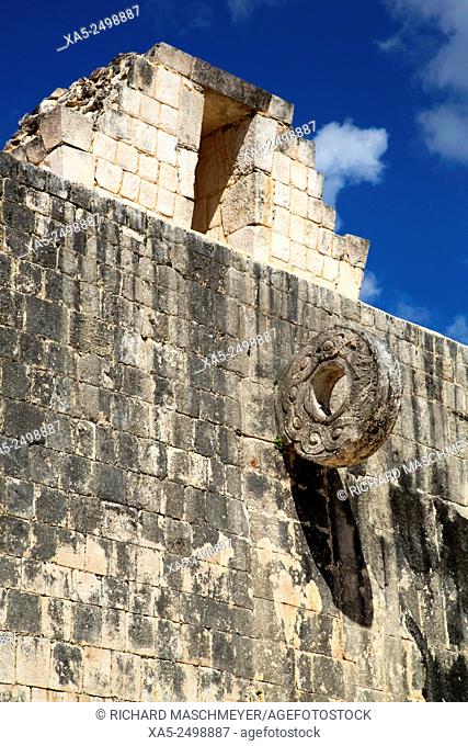 Decorated Stone Ring, The Grand Ball Court (Gran Juego de Pelota), Chichen Itza, Yucatan, Mexico