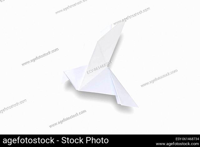 Paper dove origami isolated on a blank white background