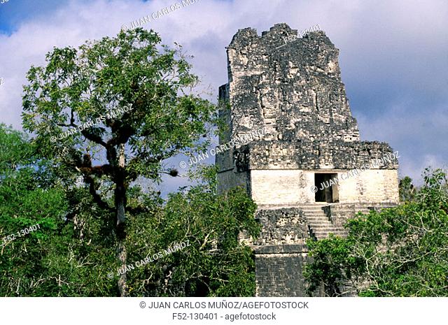 Temple of the Masks (Temple II). Mayan ruins of Tikal. Guatemala