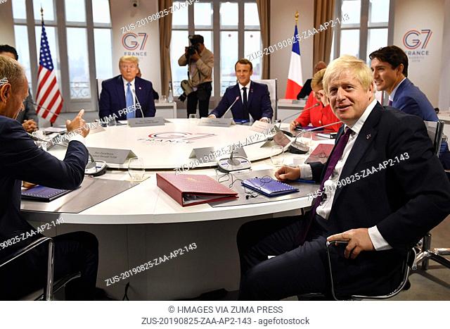 August 25, 2019, Biarritz, France, France: Image ©Licensed to i-Images Picture Agency. 25/08/2019. Biarritz, France. Boris Johnson attends the G7- Day Two