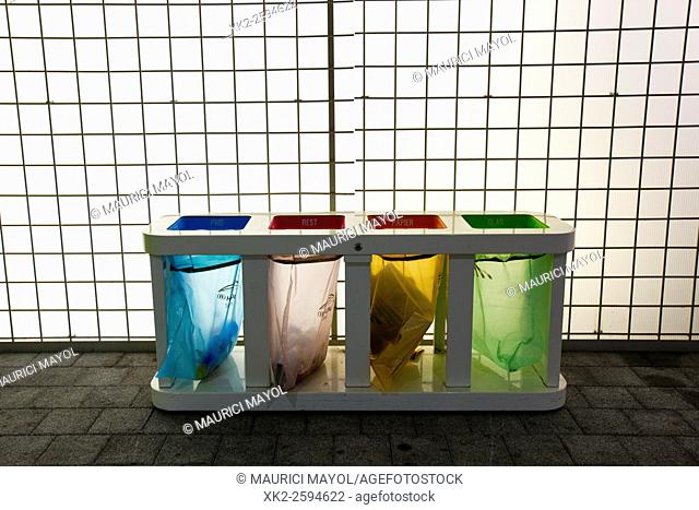 Color transparent recycle bins, Ghent, Belgium
