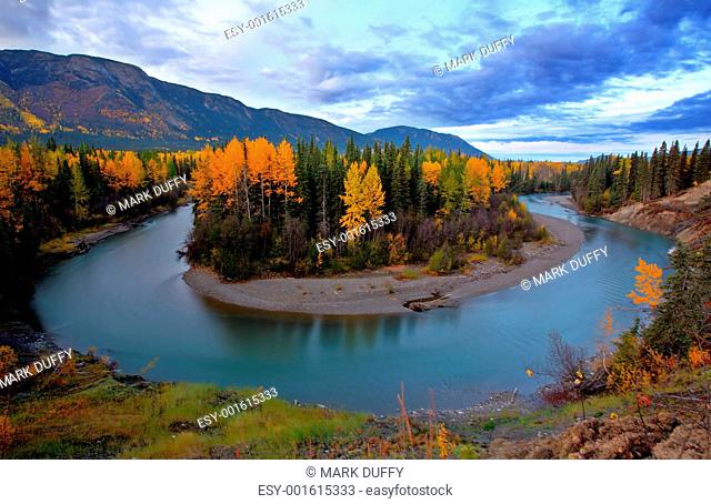 Autumn colors along Tanzilla River in Northern British Columbia