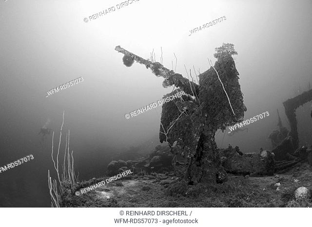 Anti Aircraft Machine Gun at Destroyer USS Lamson, Bikini Atoll, Micronesia, Pacific Ocean, Marshall Islands