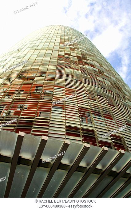 Agbar building, detail, Barcelona, Catalonia, Spain