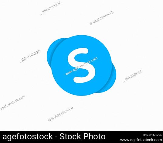Skype, rotated, white background, logo, brand name