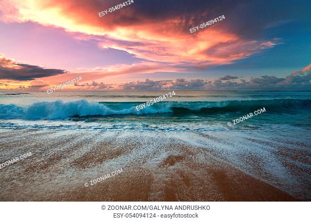 Scenic colorful sunset at the sea coast. Good for wallpaper or background image