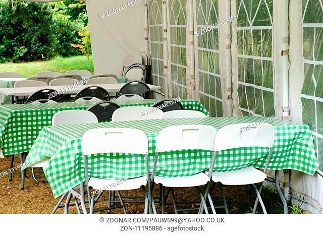Group of Green chairs in outdoor Marquee