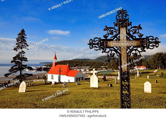 Canada, Quebec Province, Manicouagan Region, Tadoussac, the old cemetery and Tadoussac small chapel called Chapelle des Indiens the Indians' Chapel built in...
