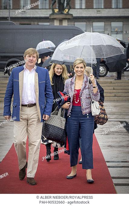 King Willem-Alexander, Queen Maxima, Princess Mabel and Princess Beatrix of The Netherlands attend the 80th birthday lunch of King Harald and Queen Sonja of...