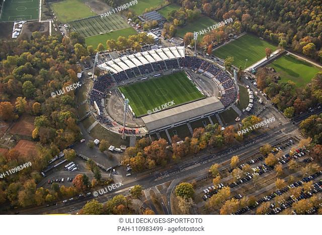 Today is the last game in the old Wildparkstadion. The new construction of the stadium starts on 05.11.2018. GES / football / aerial photos Last game at KSC...
