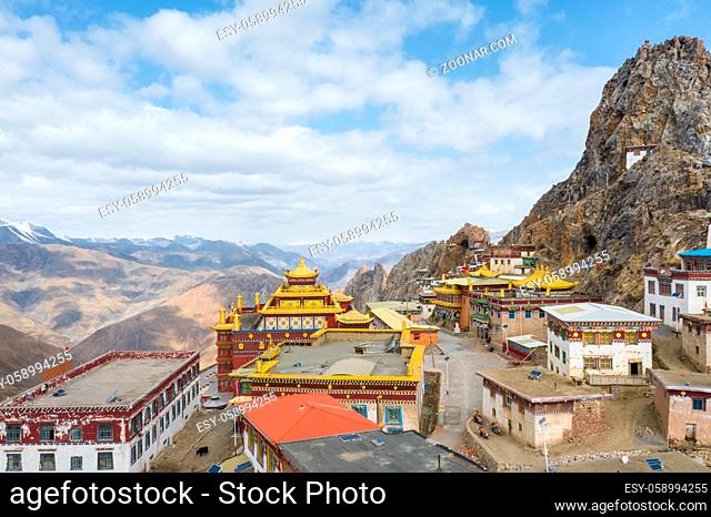 Zizhu temple landscape, built 3, 000 years ago, one of the highest monasteries in Tibet
