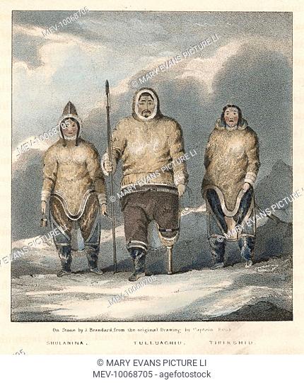 John Ross's arctic expedition: Native Eskimo friends of Ross and his expedition. L to R: Shulanina, Tulluachiu and Tirikshiu