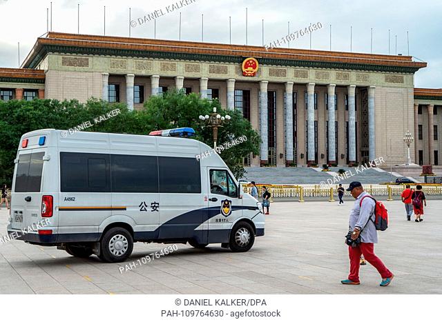 China: Frontal view of the Great Hall of the People at Tiananmen Square in Beijing. The building is seat to the National People's Congress
