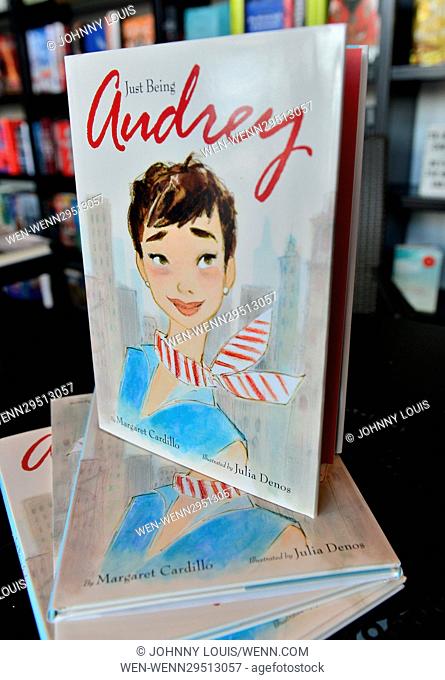 Author Margaret Cardillo and Pablo Cartaya sign copies of 'Just Being Audrey', a biography of Audrey Hepburn at Books & Books Featuring: Atmosphere Where: Miami