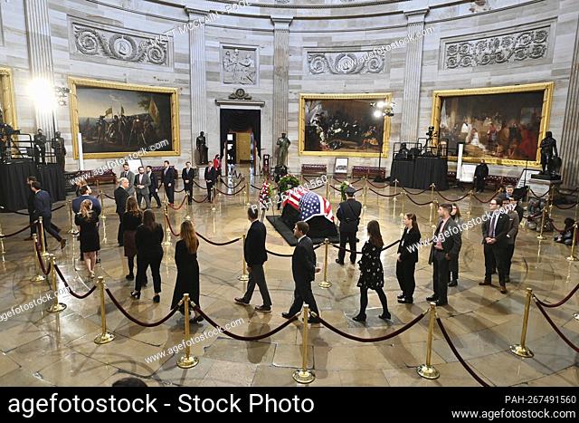 People pay their respects to former US Senator Bob Dole (Republican of Kansas) in the United States Capitol rotunda on Thursday December 09, 2021 in Washington