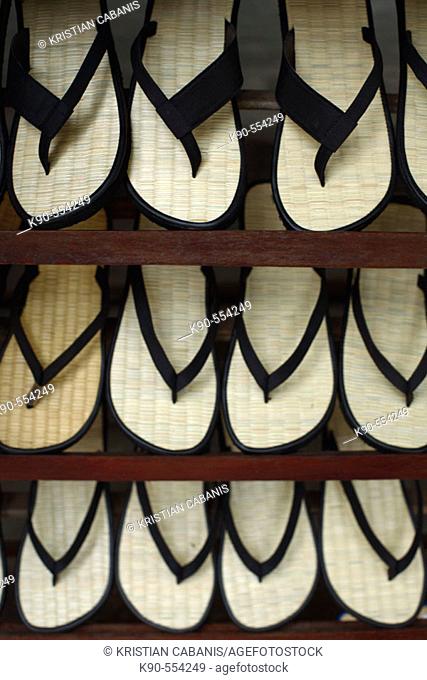 Sandals made from bamboo in a local store of Hoi An, Vietnam, Southeast Asia