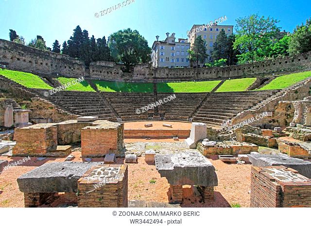 Trieste, Italy - May 18, 2010: Ancient Roman Theatre From First Century Teatro Romano in Trieste, Italy