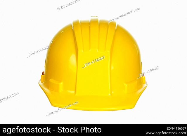 Yellow safety hard hat on white background