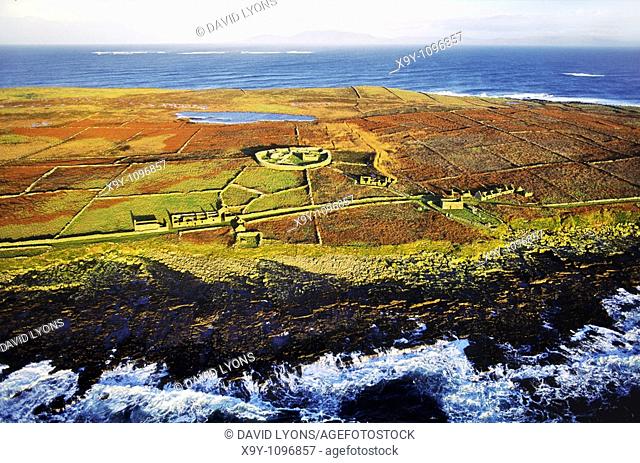 Inishmurray island, County Sligo, Ireland  Early Celtic Christian ring fort cashel monastic settlement and fisherman's cottages