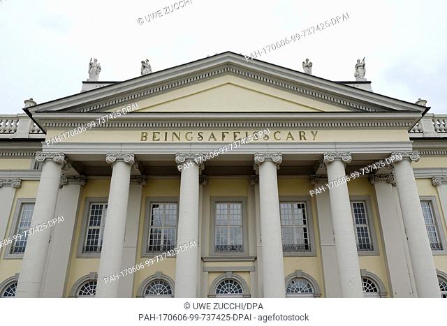The inscription ""Being safe is scary"" instead of the inscription ""Museum Fridericianum"" appears on the Fridericianum in Kassel, Germany, 6 June 2017