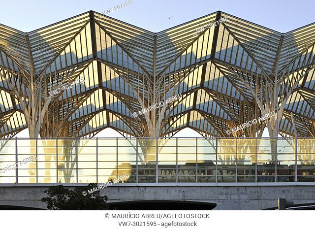 Oriente Station, designed by the architect Santiago Calatrava. Lisbon, Portugal