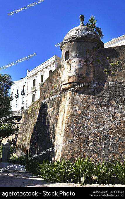 The Paseo del Morro along the massive sandstone old city walls, dating to the 1630s, that surround Old San Juan