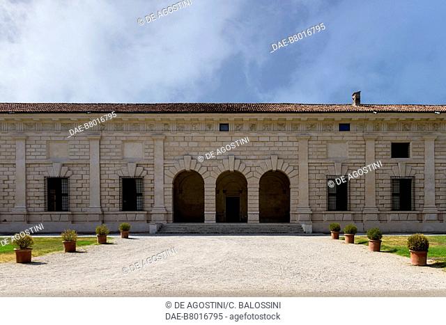 Facade of inner courtyard, Palazzo Te, 1524-1534, by Giulio Romano (ca 1499-1546), Mantua (UNESCO World Heritage List, 2008), Lombardy