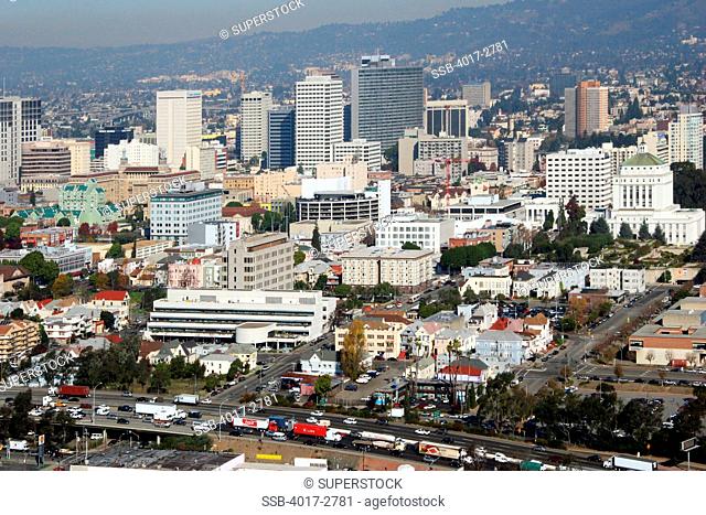 Aerial view of a city, Chinatown, Oakland, California, USA