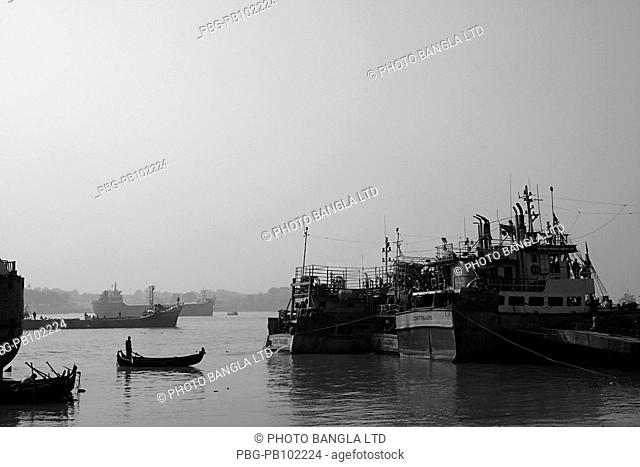 Ships at Karnaphuli River Chittagong, Bangladesh January 2009