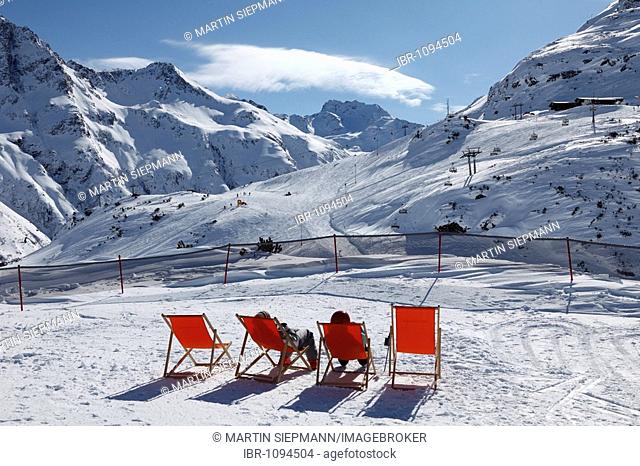 Silvapark Galtuer skiing area, Silvretta mountain range, Paznaun valley, Tyrol, Austria, Europe