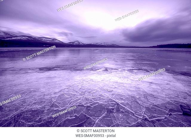 United Kingdom, Scotland, Highlands, Cairngorms National Park, Loch Morlich, ice covered