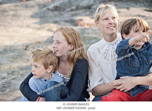 Mother with three children, Nacka, Sweden