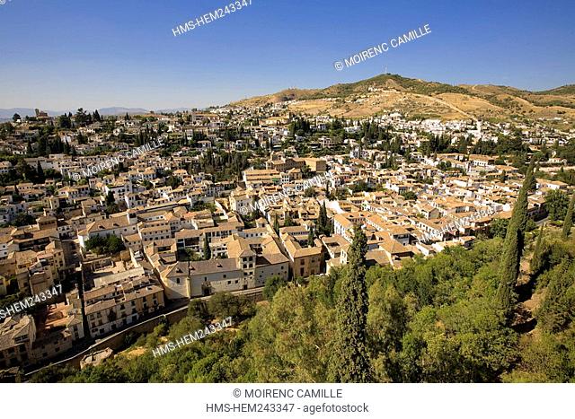 Spain, Andalusia, Granada, seen from the Alhambra