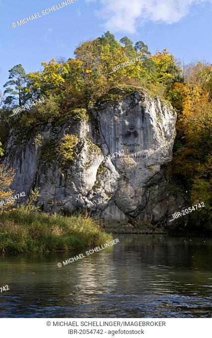 Amalienfelsen rock formation, Inzighofen Princeley Park, Upper Danube Nature Park, Sigmaringen district, Baden-Wuerttemberg, Germany, Europe