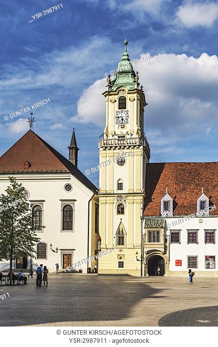 The old town hall is one of the oldest buildings of the city built of stone. It is located at the Main Square in the old town of Bratislava, Slovakia, Europe
