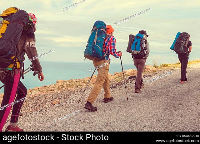 People in hike in the mountains