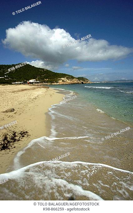 Platja des Cavallet beach, Ses Salines Natural Park, Ibiza. Balearic Islands, Spain