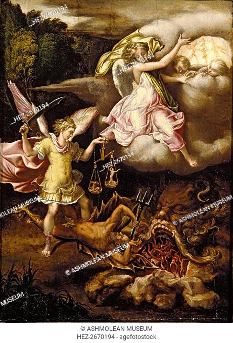St Michael subduing Satan and weighing the Souls of the Dead, c1540-1549. Artist: Lelio Orsi