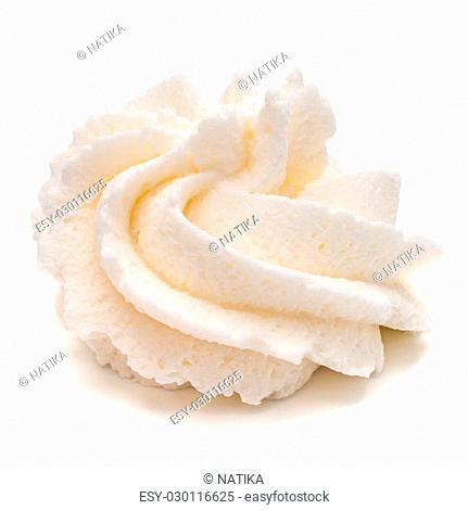 Whipped cream swirl isolated on white background cutout