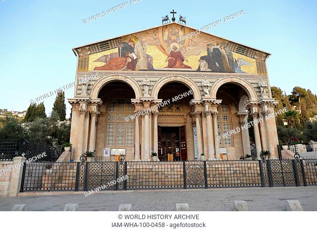 The Roman Catholic, Church of All Nations, (Basilica of the Agony), on the Mount of Olives in Jerusalem, Israel. Located next to the Garden of Gethsemane