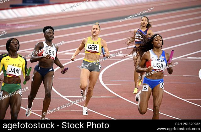 Action, finish, from left: Shericka JACKSON (JAM), Daryll NEITA (GBR), Gina LUECKENKEMPER (Luckenkemper, GER), Gabrielle THOMAS (USA), athletics