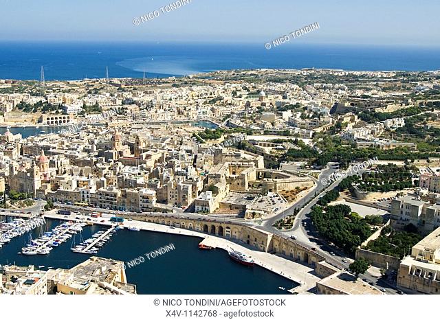 Vittoriosa or Birgu and Kalkara, Aerial View, Malta Island, Republic of Malta