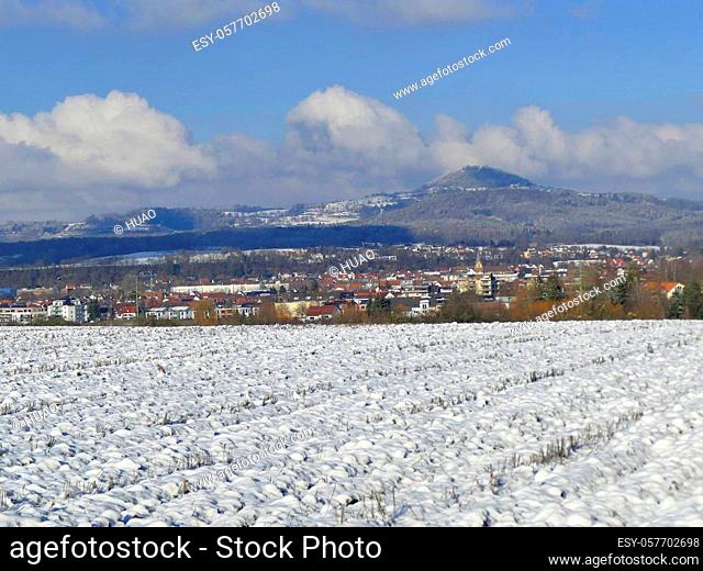 panoramic view to the hill Hohenstaufen in Germany