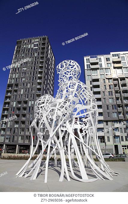 Canada, Quebec, Montreal, Source, sculpture by Jaume Plensa,