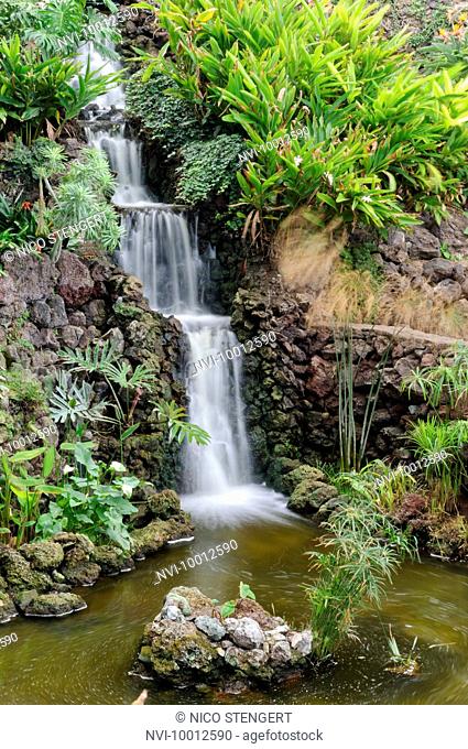 Waterfall in Taoro Park, Puerto de la Cruz, Tenerife, Canary Islands, Spain, Europe