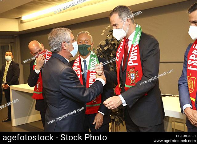King Felipe VI of Spain, Marcelo Rebelo de Sousa attends attend the friendly football match between the national teams of Spain and Portugal in preparation for...
