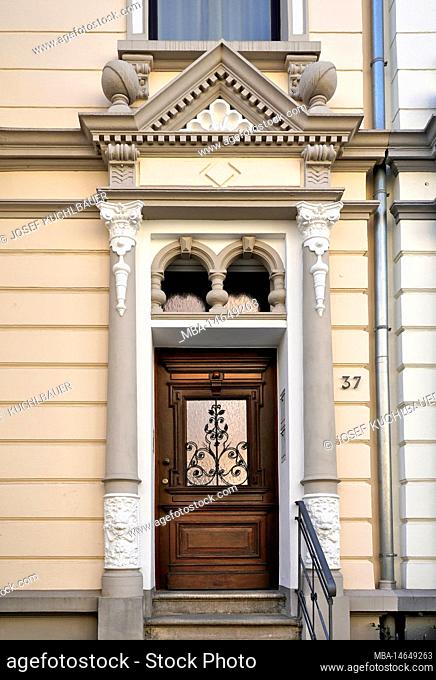 Germany, North Rhine-Westphalia, Bonn, Südstadt, town house, burgher house, Wilhelminian style, classicism, front door, detail