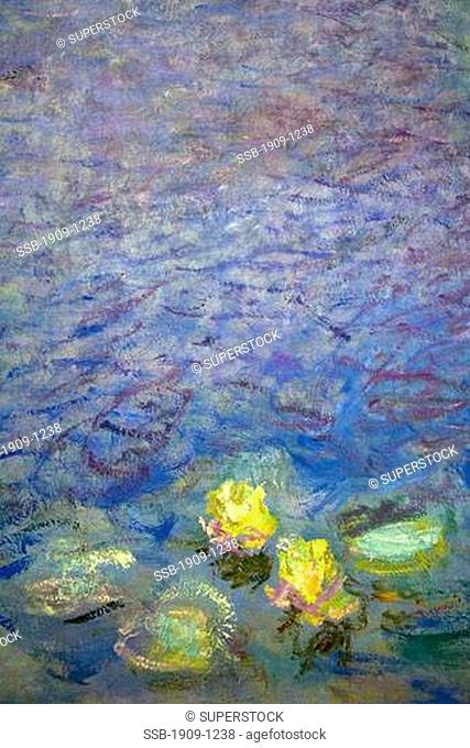 Detail of Water Lily Nympheas series painted by Claude Monet at Musee de LOrangerie Tuileries Paris France Europe EU